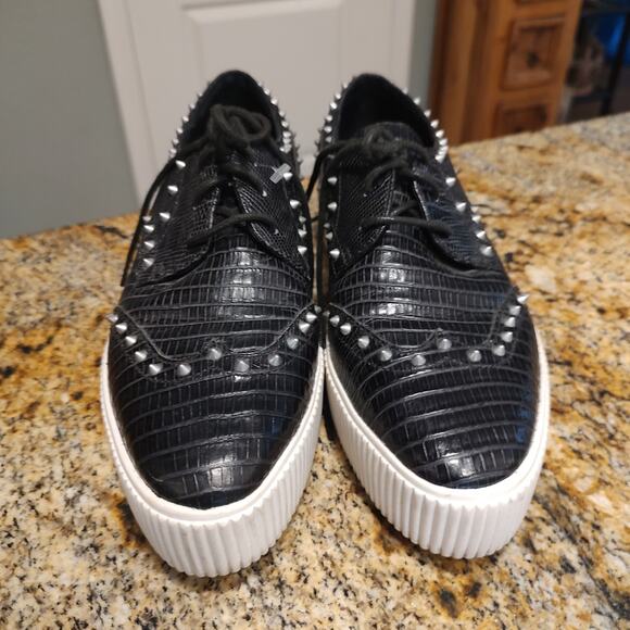 Stylish Ash Krush Black Snakeskin Crocodile Style Studded Sneakers Sz 38 US 7.5 - Picture 7 of 13